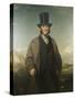 A Portrait of Robert Baird of Auchmedden, in a Grey Coat, Black Suit and a Top Hat-John Watson Gordon-Stretched Canvas