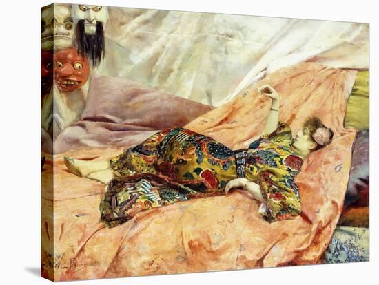 A Portrait of Sarah Bernhardt, Reclining in a Chinois Interior-Georges Marie Rochegrosse-Stretched Canvas