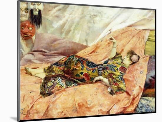 A Portrait of Sarah Bernhardt, Reclining in a Chinois Interior-Georges Marie Rochegrosse-Mounted Giclee Print