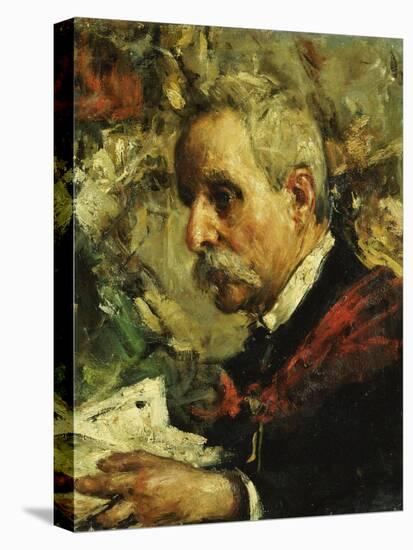 A Portrait of the Artist's Father-Antonio Mancini-Stretched Canvas