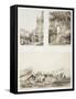 A Portuguese Church and a Chinese Street at Macao-Auguste Borget-Framed Stretched Canvas