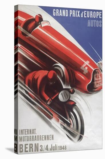 A Poster for the Grand Prix D'Europe to Be Held at Bern on 3/4th July 1948-null-Stretched Canvas