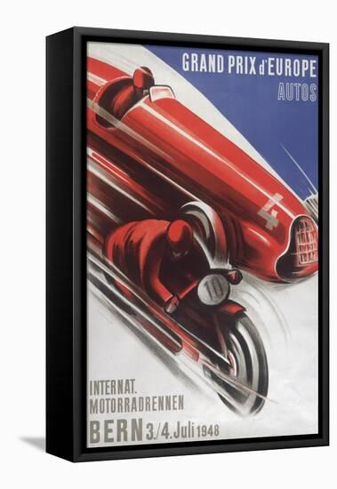 A Poster for the Grand Prix D'Europe to Be Held at Bern on 3/4th July 1948-null-Framed Stretched Canvas