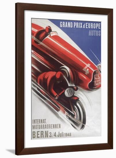 A Poster for the Grand Prix D'Europe to Be Held at Bern on 3/4th July 1948-null-Framed Photographic Print