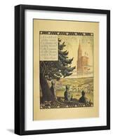 A Poster Showing Three French Soldiers Looking at an Allegorical Church in the Distance-null-Framed Giclee Print