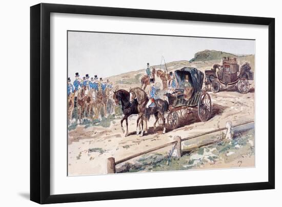 A Postillion Mounted on a Carriage Horse, 19th Century, 1886-Armand Jean Heins-Framed Giclee Print