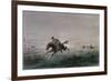 A Postman of the American Pony Express Being Attacked by Native Americans-null-Framed Giclee Print