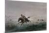 A Postman of the American Pony Express Being Attacked by Native Americans-null-Mounted Giclee Print