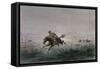 A Postman of the American Pony Express Being Attacked by Native Americans-null-Framed Stretched Canvas