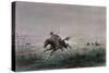 A Postman of the American Pony Express Being Attacked by Native Americans-null-Stretched Canvas