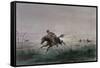 A Postman of the American Pony Express Being Attacked by Native Americans-null-Framed Stretched Canvas