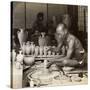 A Potter and His Wheel, Fashioning a Vase of Awata Porcelain, Kinkosan Works, Kyoto, Japan, 1904-Underwood & Underwood-Stretched Canvas