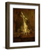 A poudre-dead hare with game bag and powder flask.-Jean-Baptiste-Simeon Chardin-Framed Giclee Print