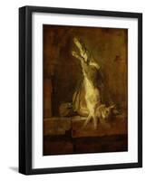 A poudre-dead hare with game bag and powder flask.-Jean-Baptiste-Simeon Chardin-Framed Giclee Print