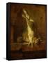 A poudre-dead hare with game bag and powder flask.-Jean-Baptiste-Simeon Chardin-Framed Stretched Canvas