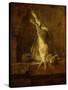 A poudre-dead hare with game bag and powder flask.-Jean-Baptiste-Simeon Chardin-Stretched Canvas