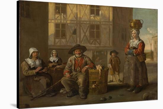 A Poultry Merchant and an Old Woman Warming Her Hands, circa 1652 (Oil on Canvas)-Jean Michelin-Stretched Canvas