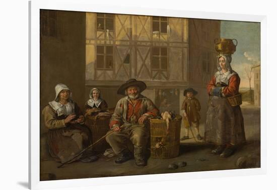A Poultry Merchant and an Old Woman Warming Her Hands, circa 1652 (Oil on Canvas)-Jean Michelin-Framed Giclee Print