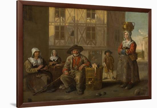 A Poultry Merchant and an Old Woman Warming Her Hands, circa 1652 (Oil on Canvas)-Jean Michelin-Framed Giclee Print