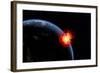 A Powerful Explosion on Earth's Surface from a Colliding Asteroid Impact-null-Framed Art Print