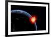 A Powerful Explosion on Earth's Surface from a Colliding Asteroid Impact-null-Framed Art Print