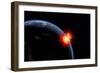 A Powerful Explosion on Earth's Surface from a Colliding Asteroid Impact-null-Framed Art Print