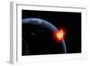 A Powerful Explosion on Earth's Surface from a Colliding Asteroid Impact-null-Framed Art Print