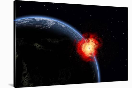 A Powerful Explosion on Earth's Surface from a Colliding Asteroid Impact-null-Stretched Canvas