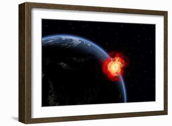 A Powerful Explosion on Earth's Surface from a Colliding Asteroid Impact-null-Framed Premium Giclee Print