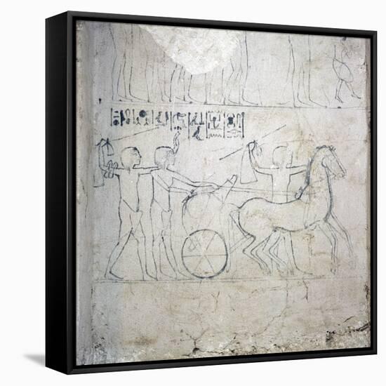 A preparatory drawing for a tomb relief depicting a horse and chariot-null-Framed Stretched Canvas