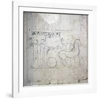 A preparatory drawing for a tomb relief depicting a horse and chariot-null-Framed Giclee Print