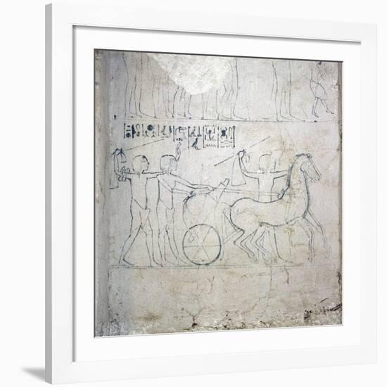 A preparatory drawing for a tomb relief depicting a horse and chariot-null-Framed Giclee Print