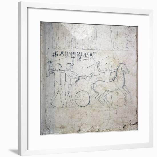 A preparatory drawing for a tomb relief depicting a horse and chariot-null-Framed Giclee Print