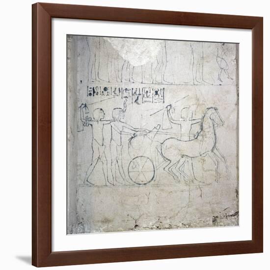 A preparatory drawing for a tomb relief depicting a horse and chariot-null-Framed Giclee Print