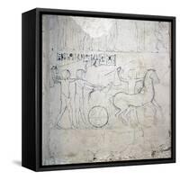 A preparatory drawing for a tomb relief depicting a horse and chariot-null-Framed Stretched Canvas