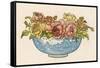 A Pretty Blue Willow Pattern Bowl Full of Pink and Yellow Roses-null-Framed Stretched Canvas
