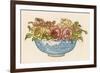 A Pretty Blue Willow Pattern Bowl Full of Pink and Yellow Roses-null-Framed Art Print