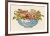 A Pretty Blue Willow Pattern Bowl Full of Pink and Yellow Roses-null-Framed Art Print