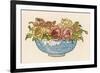 A Pretty Blue Willow Pattern Bowl Full of Pink and Yellow Roses-null-Framed Art Print