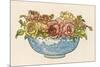 A Pretty Blue Willow Pattern Bowl Full of Pink and Yellow Roses-null-Mounted Art Print