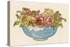 A Pretty Blue Willow Pattern Bowl Full of Pink and Yellow Roses-null-Stretched Canvas