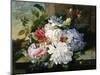 A Pretty Still Life of Roses, Rhododendron, and Passionflowers-John Wainwright-Mounted Giclee Print