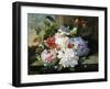 A Pretty Still Life of Roses, Rhododendron, and Passionflowers-John Wainwright-Framed Giclee Print