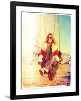 A Pretty Woman Sitting in a Swing-graphicphoto-Framed Photographic Print