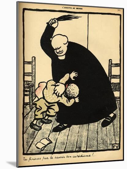 A Priest Beats a Boy-Félix Vallotton-Mounted Giclee Print