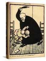 A Priest Beats a Boy-Félix Vallotton-Stretched Canvas