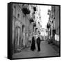 A Priest Chats to an Elderly Man in a Street, Naples, Italy 1957-null-Framed Stretched Canvas