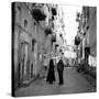 A Priest Chats to an Elderly Man in a Street, Naples, Italy 1957-null-Stretched Canvas