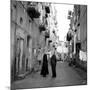 A Priest Chats to an Elderly Man in a Street, Naples, Italy 1957-null-Mounted Photographic Print