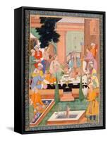 A Prince and Companions Take Refreshments and Listen to Music, from the Small Clive Album-Mughal-Framed Stretched Canvas